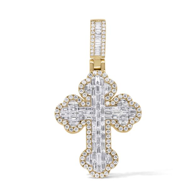 Diamond Cross Pendant 1.90 ct. 14K Yellow Gold