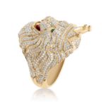 Diamond Lion Head Ring 3.00 ct. 10K Yellow Gold