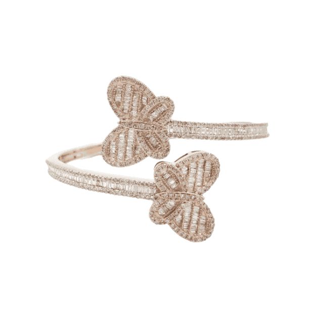 Diamond Butterfly Bangle 2.86ct 14K Rose Gold