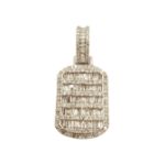 Baguette Diamond Dog Tag 1.84ct 14K Yellow Gold