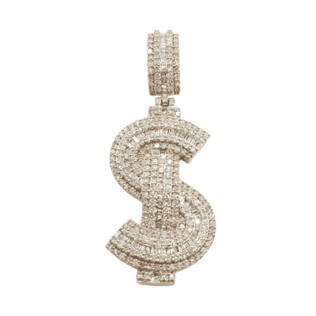 Diamond Money Sign ($) Pendant 3.73ct Rose Gold