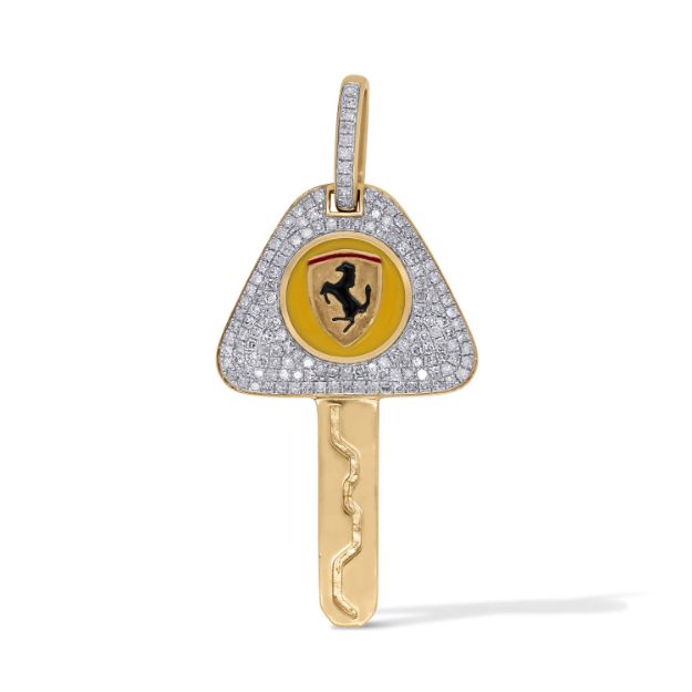 Diamond Ferrari Key Pendant  0.81 ct. 10K Yellow Gold