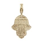 Baguette Diamond Hamsa Pendant 4.57ct 14k Yellow Gold