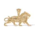 Diamond Lion Pendant 5.50 ct. 10K Yellow Gold