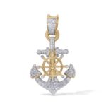 Diamond anchor Pendant 0.28 ct.  10K Yellow Gold