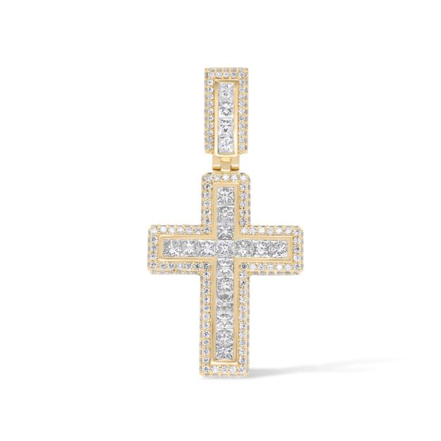 Diamond Cross Pendant 4.00 ct. 14K Yellow Gold