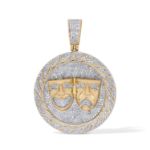 Diamond Laughing Crying Pendant  0.85 ct. 10K Yellow Gold