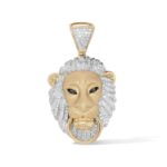 Diamond Lion Head Pendant 0.85 ct. 10K Yellow Gold