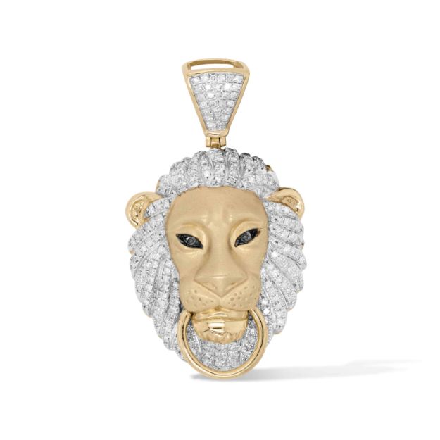 Diamond Lion Head Pendant 0.85 ct. 10K Yellow Gold