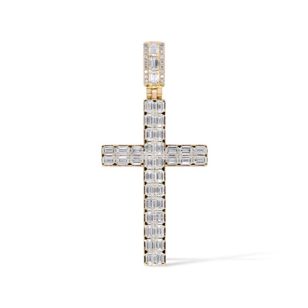 Diamond Cross Pendant 5.80 ct. 14K Yellow Gold