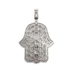 Diamond Hamsa Pendant 3.65ct 14K White Gold