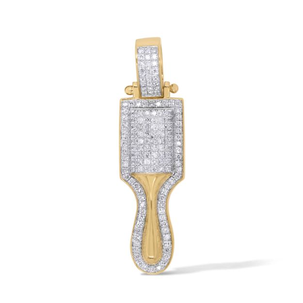 Diamond Hair Brush Pendant 0.80 ct. 10K Yellow Gold