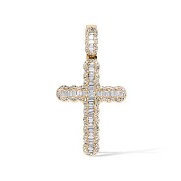 Diamond Cross Pendant 1.77 ct. 14K Yellow Gold