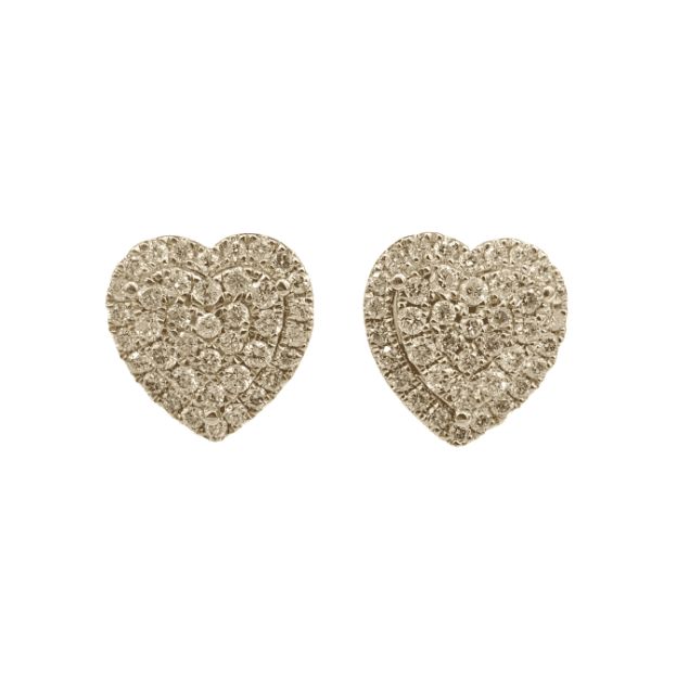 Diamond Heart Earrings 0.97ct 14K Yellow Gold