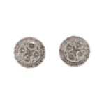 Diamond Circle Earrings 1.15ct 14K White Gold