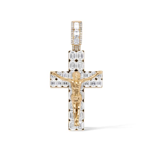 Diamond Crusified Jesus Pendant 10.80 ct. 14K Yellow Gold