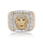 Diamond Lion Head Ring 2.20 ct. 10K Yellow Gold