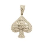 Baguette Diamond Ace of Spades Pendant 1.73ct 14K Yellow Gold