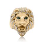 Diamond Lion Head Ring 1.55 ct. 10K Yellow Gold