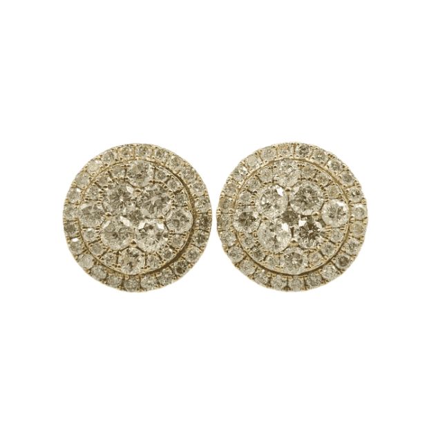 Diamond Circle Earrings 1.10ct Yellow 10k Gold