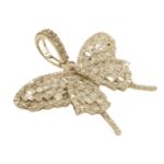 Baguette Diamond Butterfly Pendant 1.98ct 14K Yellow Gold