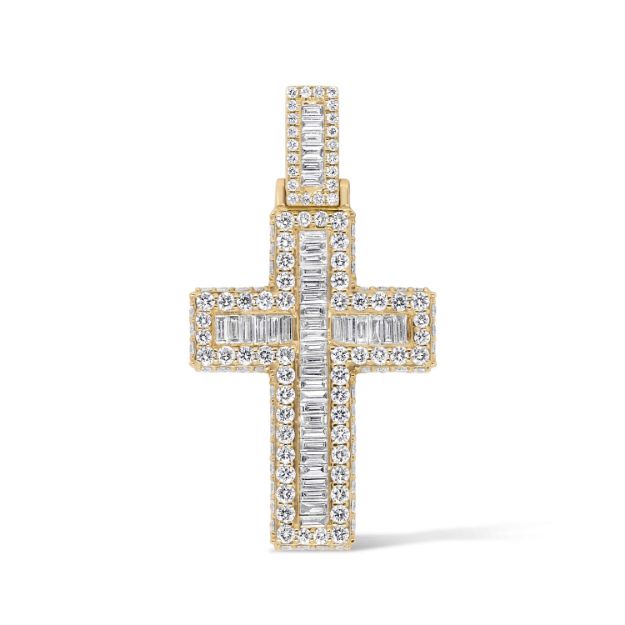 Diamond Cross Pendant 3.65 ct. 14K Yellow Gold