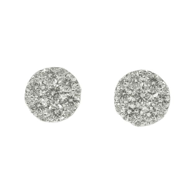 Diamond Circle Earrings 1.15ct 14K White Gold