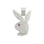 Diamond Playboy Pendant 1.89ct 14K White Gold