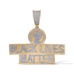 Diamond Black Lives Matter Pendant 0.66 ct. 10K Yellow Gold