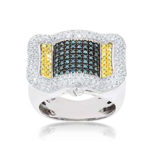 Diamond Tri-Color Ring 1.40 ct. 10K White Gold