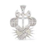 Diamond Dove Cross Pendant 3.50 ct. 10K White and Yellow Gold