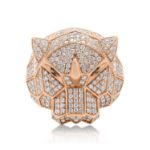 Diamond Tiger Head Ring 3.08 ct. 10K Rose Gold