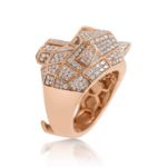 Diamond Tiger Head Ring 3.08 ct. 10K Rose Gold