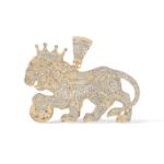 Diamond Lion Pendant 4.20 ct. 10K Yellow Gold