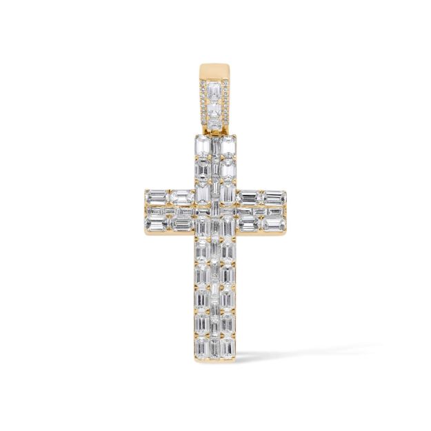 Diamond Cross Pendant 4.00 ct. 14K Yellow Gold