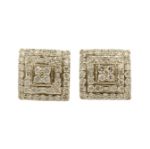 Diamond Square Earrings 1.18ct 10k Yellow Gold