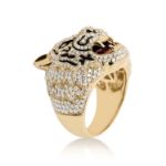 Diamond Tiger&#39;s Head Ring 2.40 ct. 10K Yellow Gold