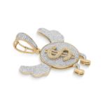 Diamond Flying Money Bag Pendant  0.84 ct.  10K Yellow Gold