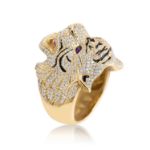 Diamond Tiger Head Ring 2.05 ct. 10K Yellow Gold