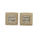 Baguette Diamond Square Earrings 0.82ct 10k Yellow Gold