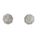 Baguette Diamond Octagon Earrings 0.61ct 10k White Gold