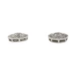 Baguette Diamond Octagon Earrings 0.61ct 10k White Gold