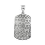 Diamond Dog Tag Pendant 3.86ct 14K White Gold