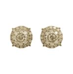 Diamond Circle Earrings 1.10ct 10k Yellow Gold