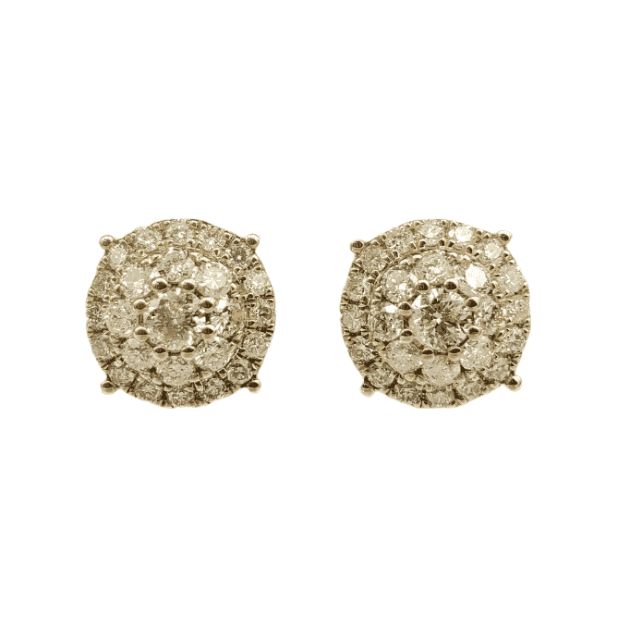 Diamond Circle Earrings 1.10ct 10k Yellow Gold