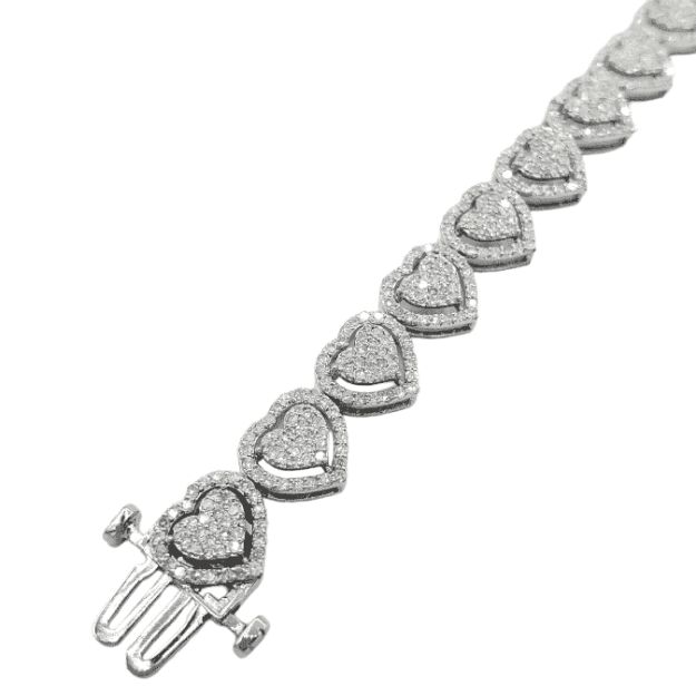 Diamond Heart Bracelet 3.91ct 14K White Gold