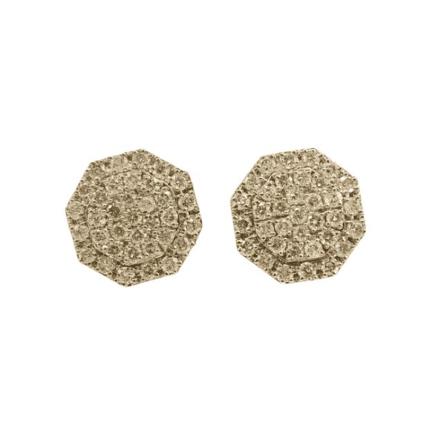 Diamond Octagon Earrings 0.85ct 10K Yellow Gold