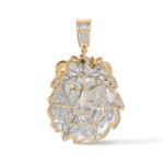 Diamond Lion Head Pendant   0.58 ct. 10K Yellow Gold