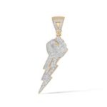 Diamond Lightening Bolt in Hand Pendant 0.61 ct. 10K Yellow Gold