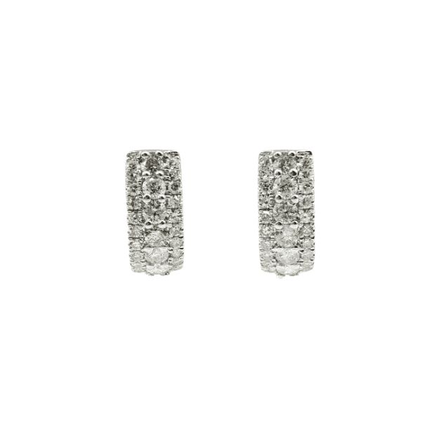 Diamond Huggies Earrings 1.04ct 14K White Gold